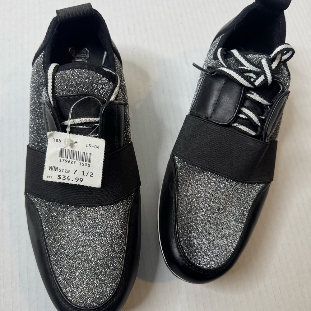 Brash Black and Silver Glitter Sneakers - Picture 5 of 15